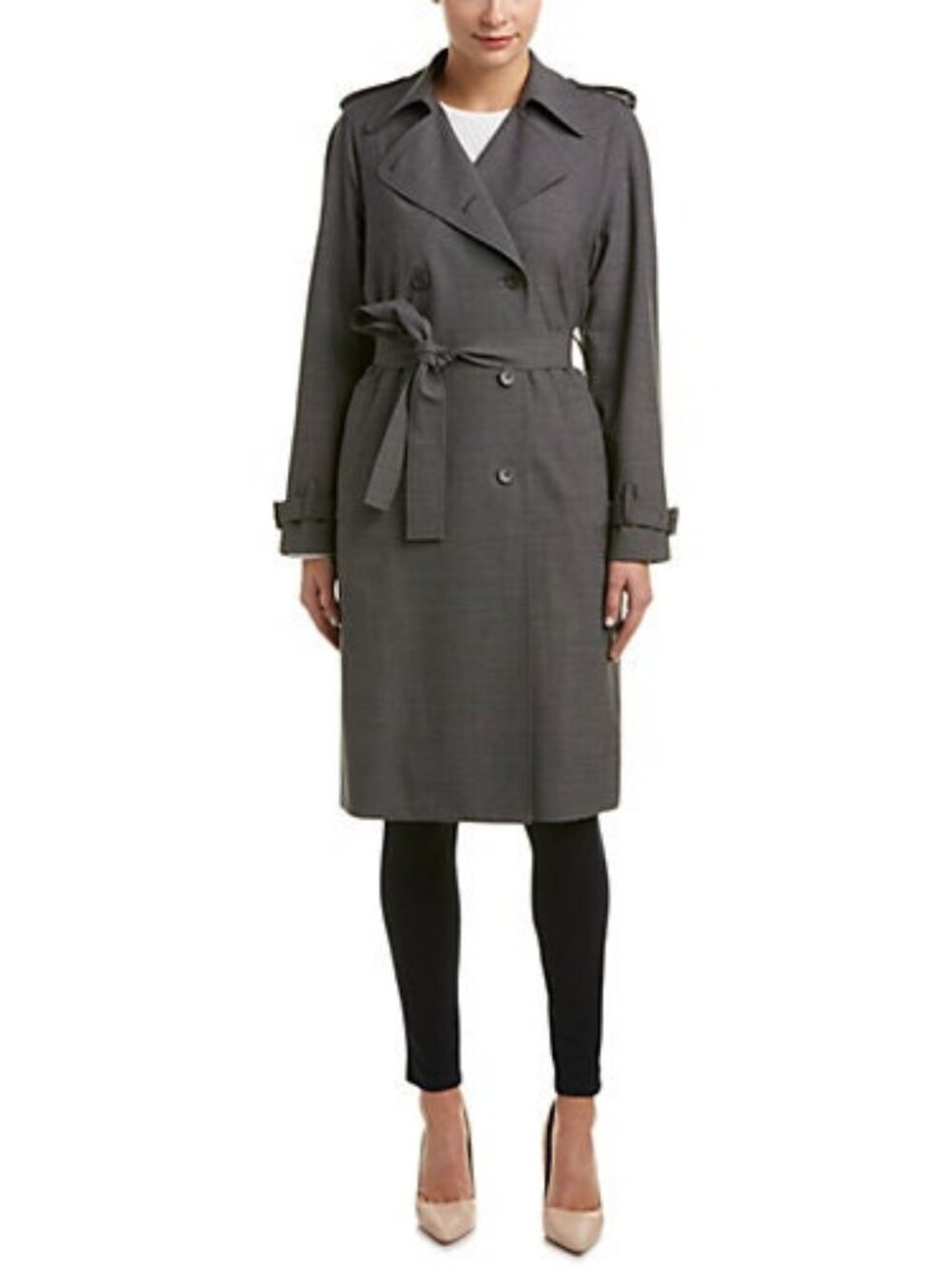 Theory Gray Laurelwood B Continuous Trench Coat Size Medium